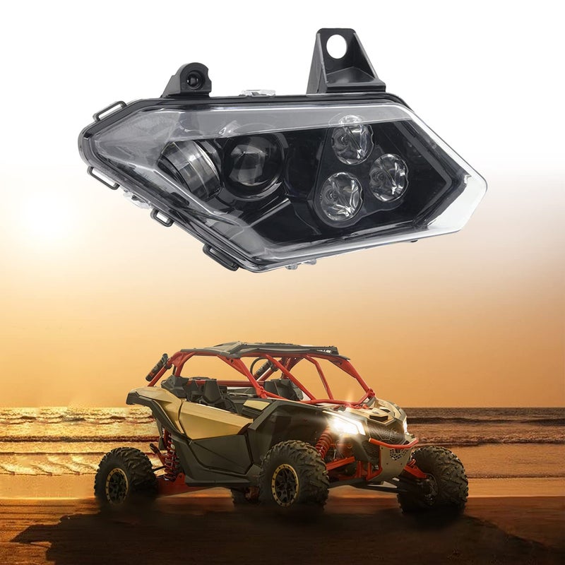 CPOWACE Passenger LED Headlight Assembly for X3,LED Head lamp High/Low Beam Clear Lens Compatible with Can Am Maverick X3 Max XDS XRS R Turbo DPS 2017-2021 - Image 1